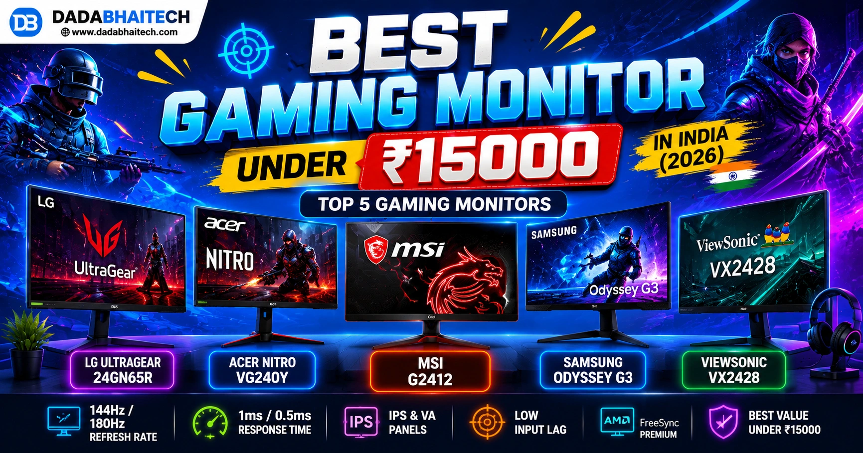 Best Gaming Monitor Under 15000 in India