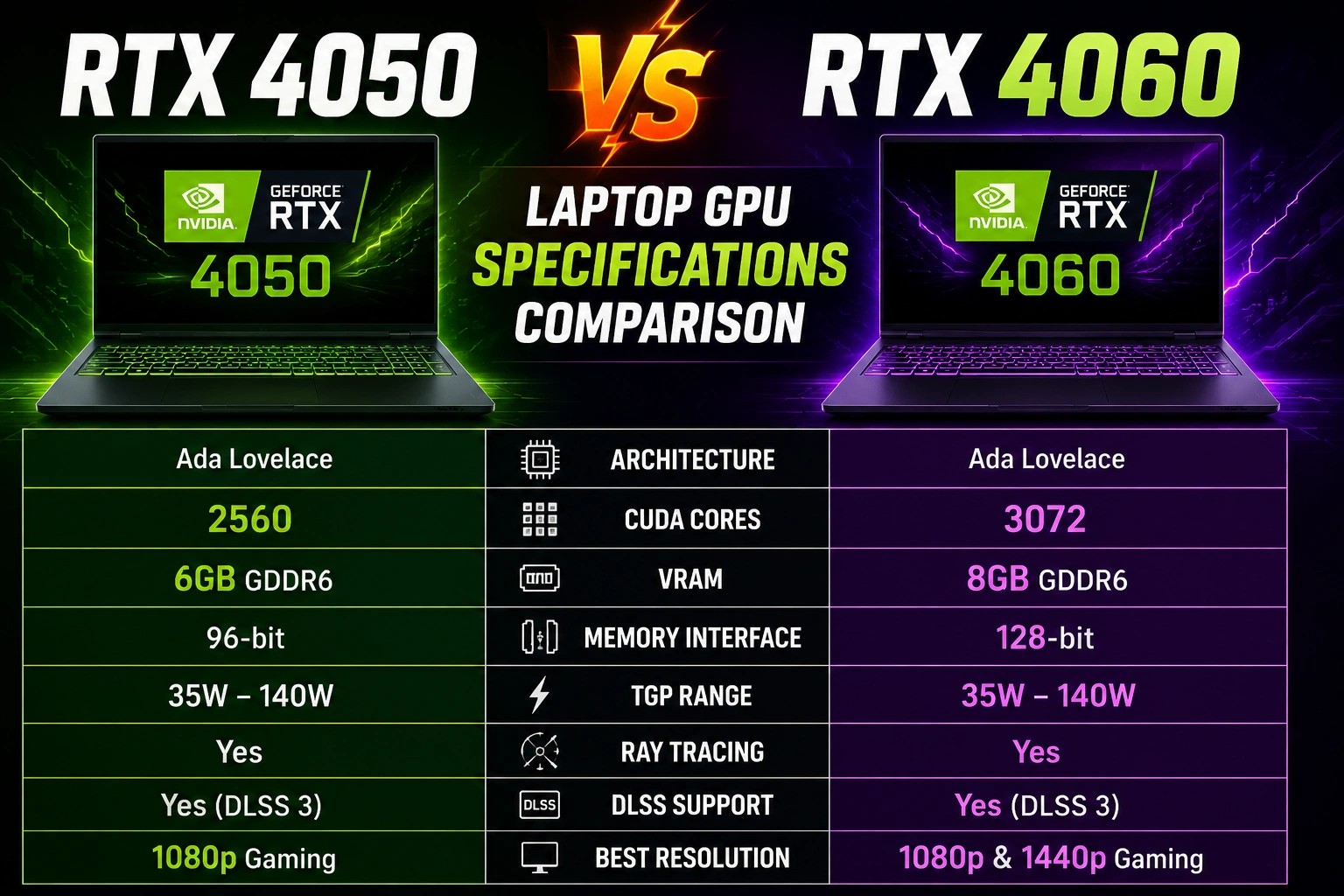 rtx 4050 vs rtx 4060 laptop gpu comparison
